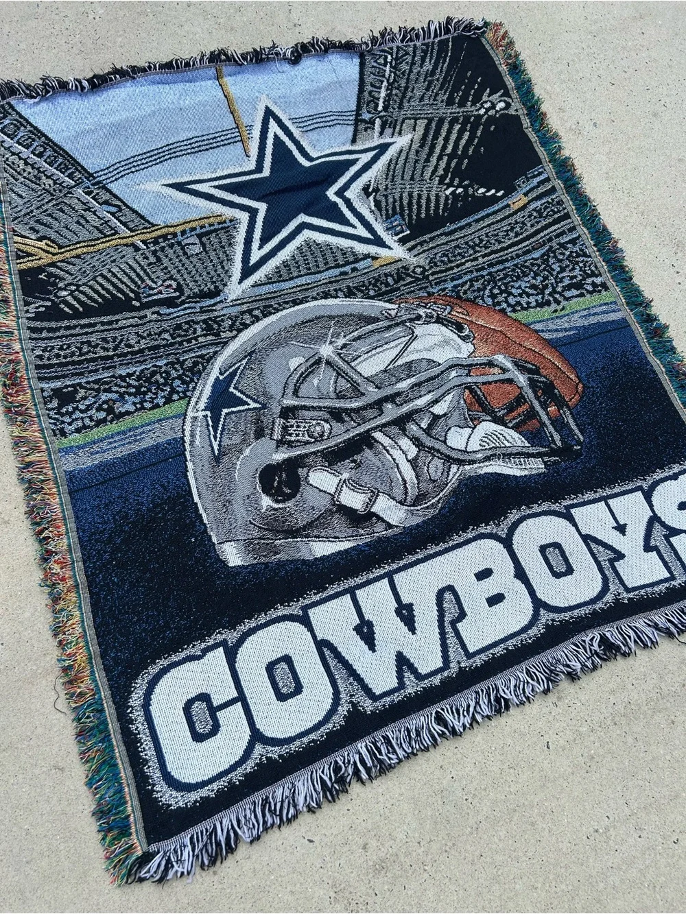 Vintage 90s Dallas Cowboys NFL Football Knit Throw Blanket
